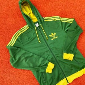 Vintage adidas Green & Yellow zip up track jacket